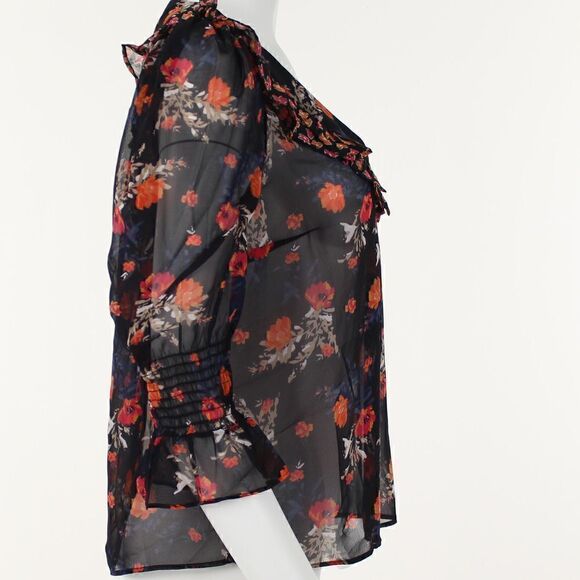 French Connection Utility Blue Women's Ella Rose Ruffle Top - Picture 5 of 5